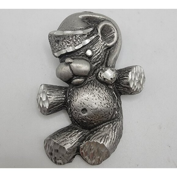 Vintage Signed JC‎ Holiday Christmas Santa Hat Teddy Bear Brooch Pin - Picture 1 of 4